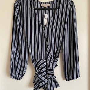 Blue stripe wrap top